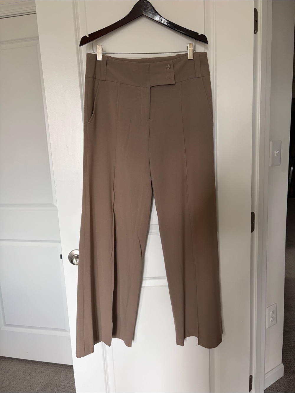 Lapis Wide-Leg Dress Pants in Taupe